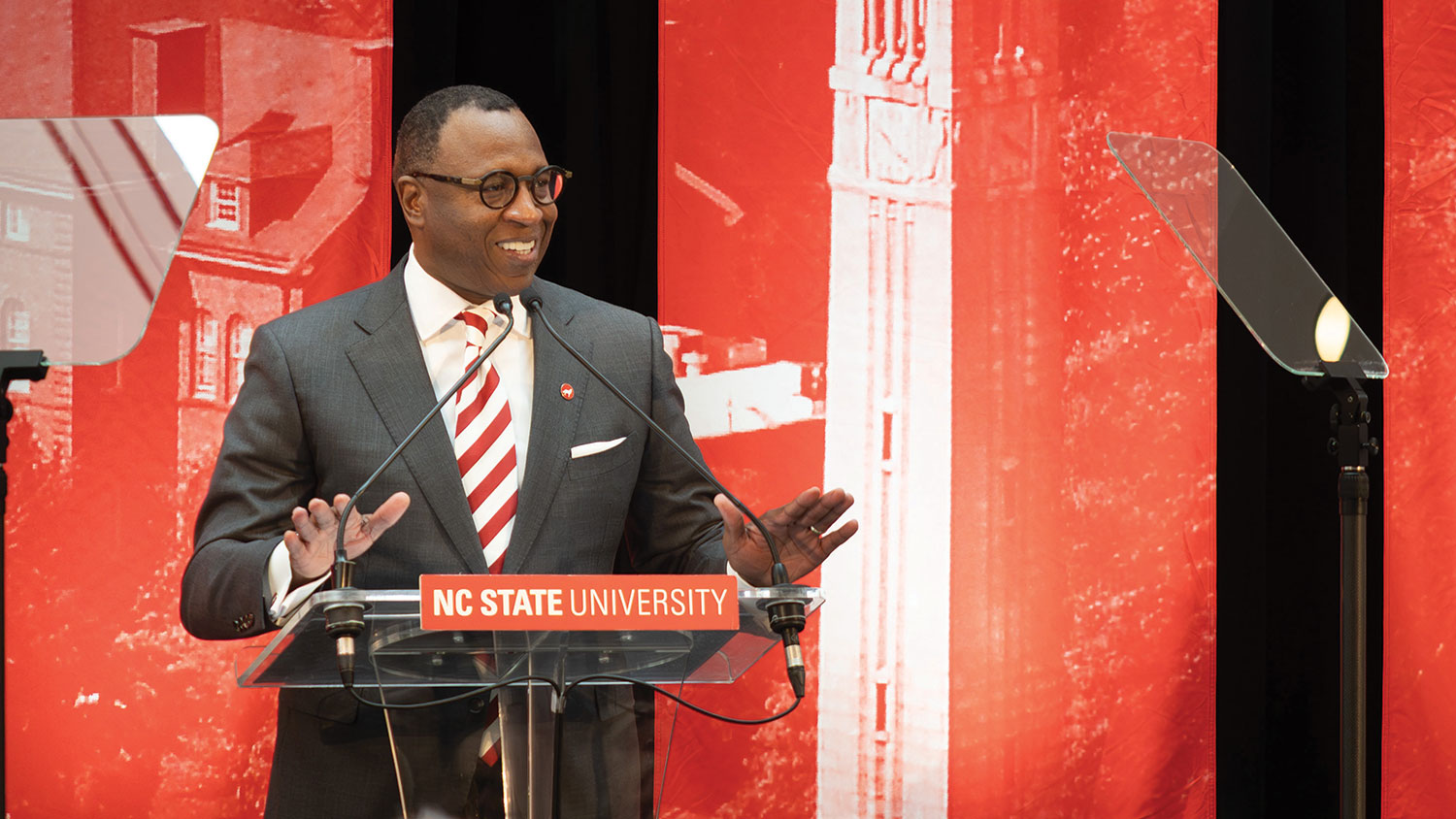 Chancellor Howell speaks at his introduction as chancellor-elect in March, 2025.